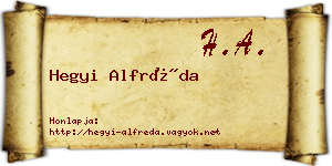 Hegyi Alfréda névjegykártya